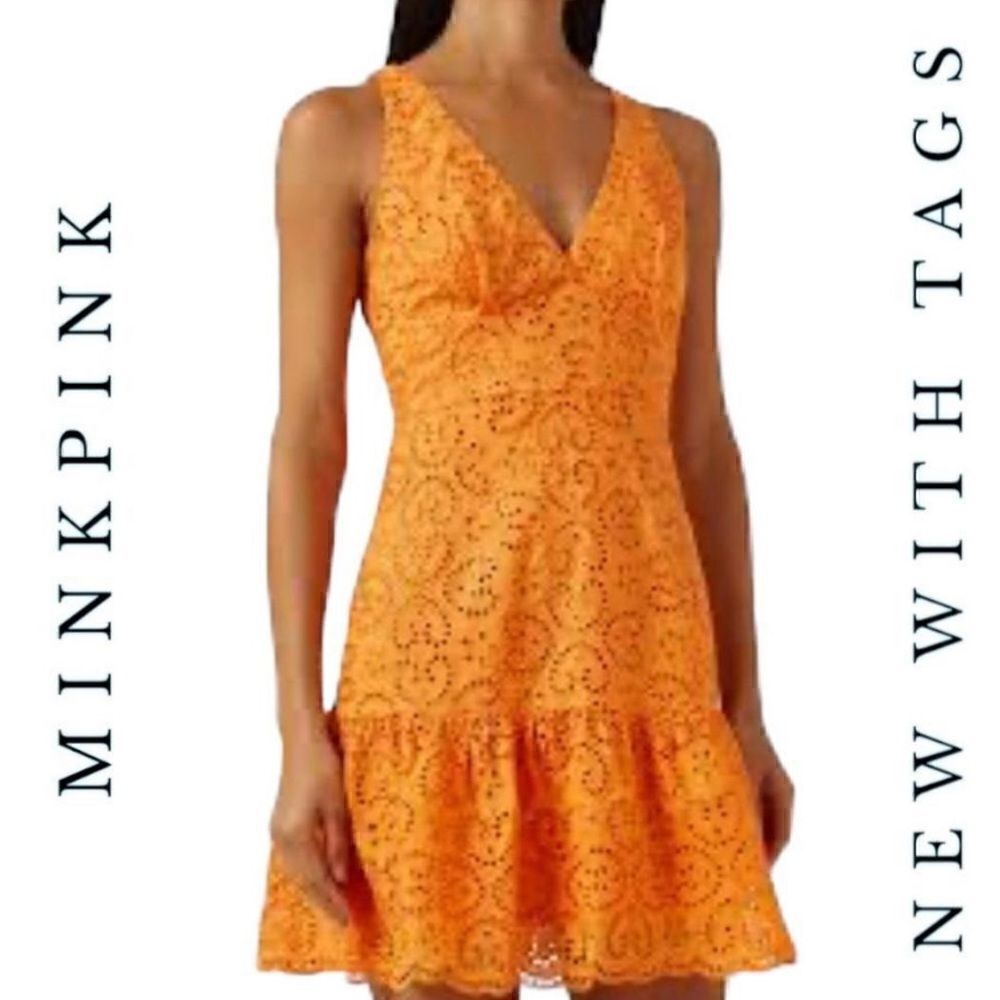 MinkPink Huxton Orange Mini Dress Size Large NWT